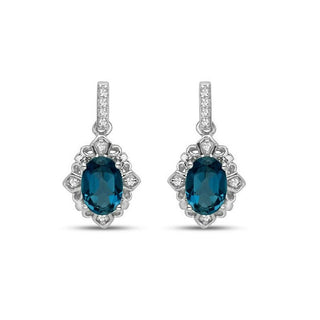 2.00 Carat Genuine London Blue Topaz & White Topaz Earrings in Sterling Silver