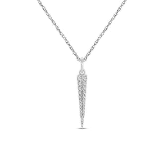 1/4 Carat Diamond Spike Pendant in 10K White Gold- 18"