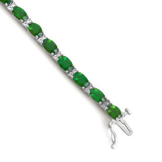 11.08 Carat Genuine Chrome Diopside & White Topaz Bracelet in Sterling Silver - 7"