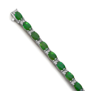 11.08 Carat Genuine Chrome Diopside & White Topaz Bracelet in Sterling Silver - 7"