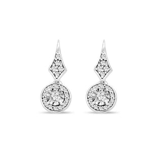 1/6 Carat Diamond Drop Earrings in Sterling Silver