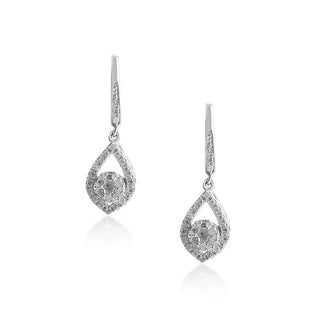 1/5 Carat Diamond Cluster Dangle Earrings in Sterling Silver