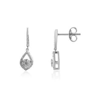 1/5 Carat Diamond Cluster Dangle Earrings in Sterling Silver