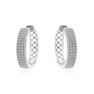 0.65 Carat Diamond Huggie Hoop Earrings in Sterling Silver