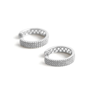 0.65 Carat Diamond Huggie Hoop Earrings in Sterling Silver