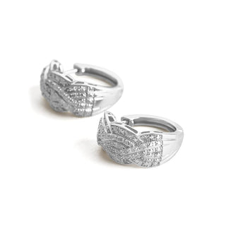 0.65 Carat Diamond Criss-Cross Hoop Earrings in Sterling Silver