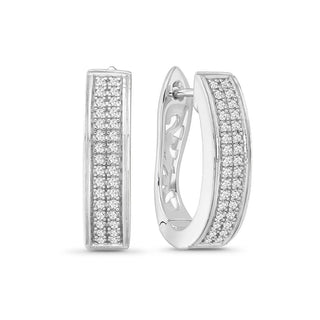 1/3 Carat Diamond Hoop Earrings in Sterling Silver