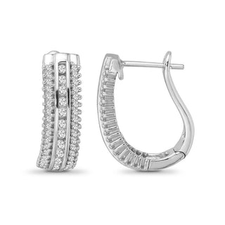 1/2 Carat Diamond Hoop Earrings in Sterling Silver