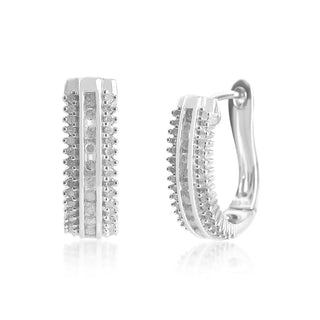 1/2 Carat Diamond Hoop Earrings in Sterling Silver