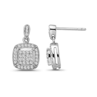 1/3 Carat Diamond Dangle Earrings in Sterling Silver