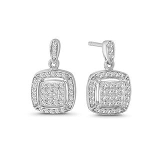 1/3 Carat Diamond Dangle Earrings in Sterling Silver