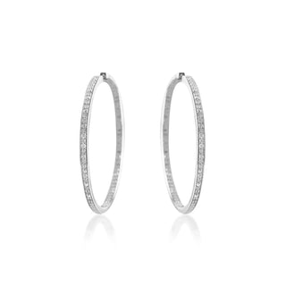 1/2 Carat Diamond Inside-Out Hoop Earrings in Sterling Silver (38mm)