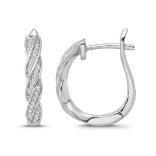 1/6 Carat Diamond Huggie Hoop Earrings in Sterling Silver