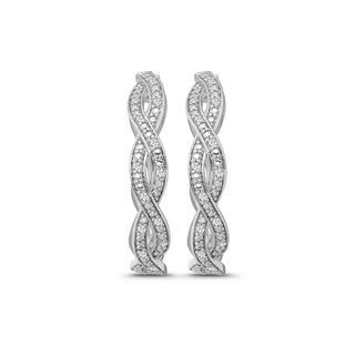 1/4 Carat Diamond Woven Hoop Earrings in Sterling Silver