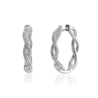 1/4 Carat Diamond Woven Hoop Earrings in Sterling Silver