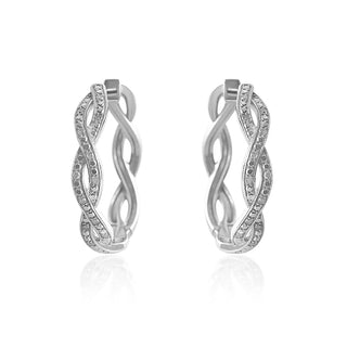 1/4 Carat Diamond Woven Hoop Earrings in Sterling Silver