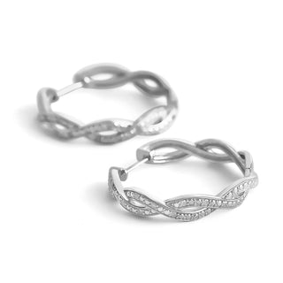 1/4 Carat Diamond Woven Hoop Earrings in Sterling Silver