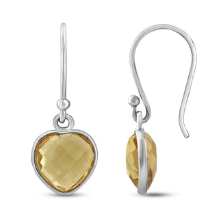 4.00 Carat Citrine Heart Dangle Earrings in Sterling Silver