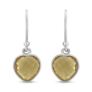 4.00 Carat Citrine Heart Dangle Earrings in Sterling Silver