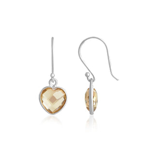 4.00 Carat Citrine Heart Dangle Earrings in Sterling Silver