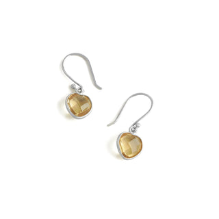 4.00 Carat Citrine Heart Dangle Earrings in Sterling Silver