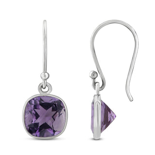 2.00 Carat Amethyst Dangle Earrings in Sterling Silver