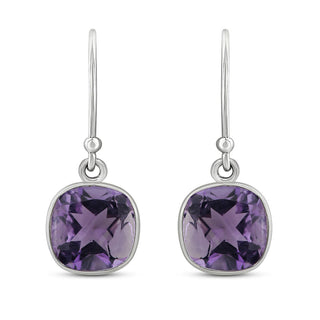 2.00 Carat Amethyst Dangle Earrings in Sterling Silver