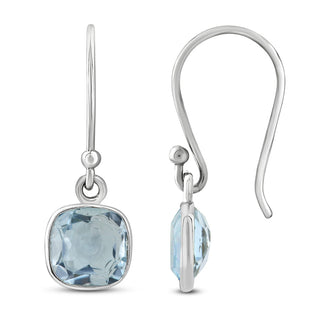 2.50 Carat Blue Topaz Dangle Earrings in Sterling Silver