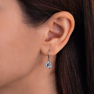 2.50 Carat Blue Topaz Dangle Earrings in Sterling Silver