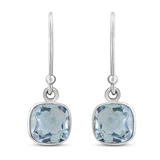 2.50 Carat Blue Topaz Dangle Earrings in Sterling Silver