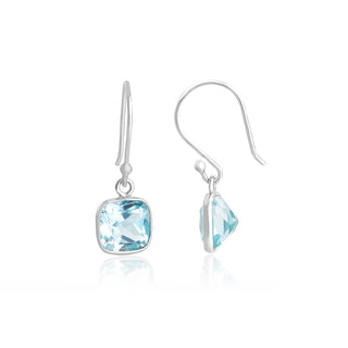 2.50 Carat Blue Topaz Dangle Earrings in Sterling Silver