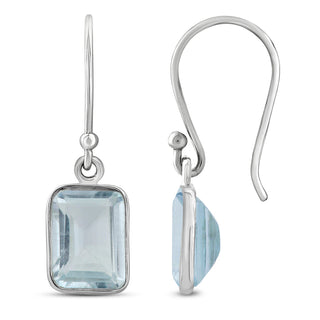 2.00 Carat Blue Topaz Dangle Earrings in Sterling Silver