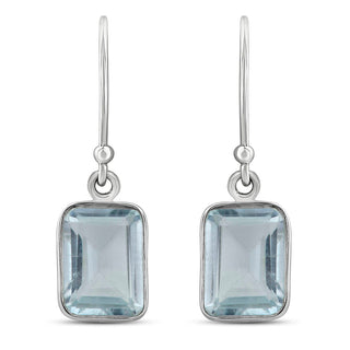 2.00 Carat Blue Topaz Dangle Earrings in Sterling Silver