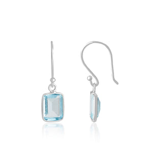 2.00 Carat Blue Topaz Dangle Earrings in Sterling Silver