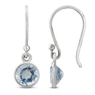 2.00 Carat Blue Topaz Dangle Earrings in Sterling Silver