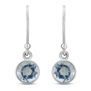 2.00 Carat Blue Topaz Dangle Earrings in Sterling Silver