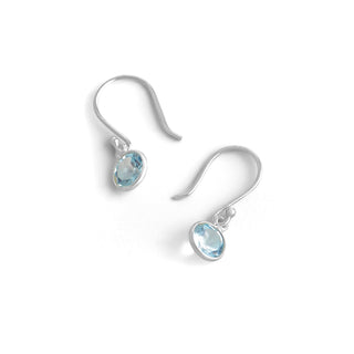 2.00 Carat Blue Topaz Dangle Earrings in Sterling Silver