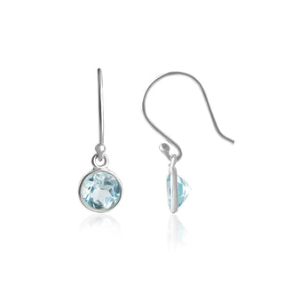 2.00 Carat Blue Topaz Dangle Earrings in Sterling Silver