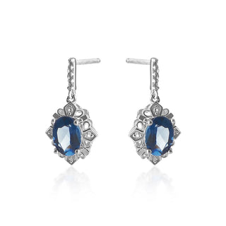 2.00 Carat Genuine London Blue Topaz & White Topaz Earrings in Sterling Silver