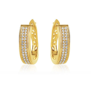 1/3 Carat Diamond Hoop Earrings in Yellow Gold-Plated Sterling Silver