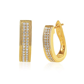 1/3 Carat Diamond Hoop Earrings in Yellow Gold-Plated Sterling Silver