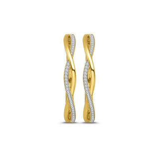 1/5 Carat Diamond Hoop Earrings in Yellow Gold-Plated Sterling Silver