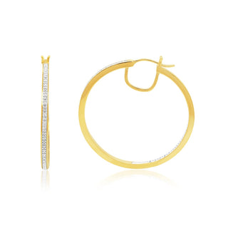 1/3 Carat Diamond Inside-Out Hoop Earrings in Yellow Gold-Plated Sterling Silver (40 MM)