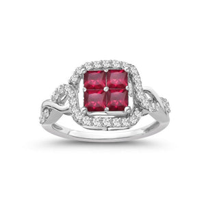 1.50 Carat Genuine Ruby & White Zircon Ring in Sterling Silver