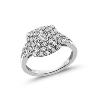 0.40 Carat Diamond Square Ring in Sterling Silver