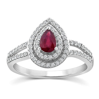 1.00 Carat Genuine Ruby & White Topaz Ring in Sterling Silver