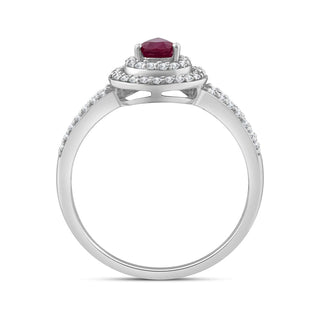 1.00 Carat Genuine Ruby & White Topaz Ring in Sterling Silver