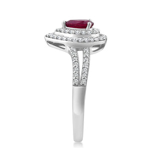 1.00 Carat Genuine Ruby & White Topaz Ring in Sterling Silver