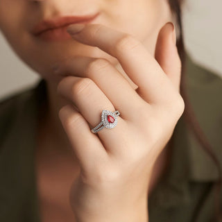 1.00 Carat Genuine Ruby & White Topaz Ring in Sterling Silver