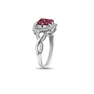 1.50 Carat Genuine Ruby & White Zircon Ring in Sterling Silver